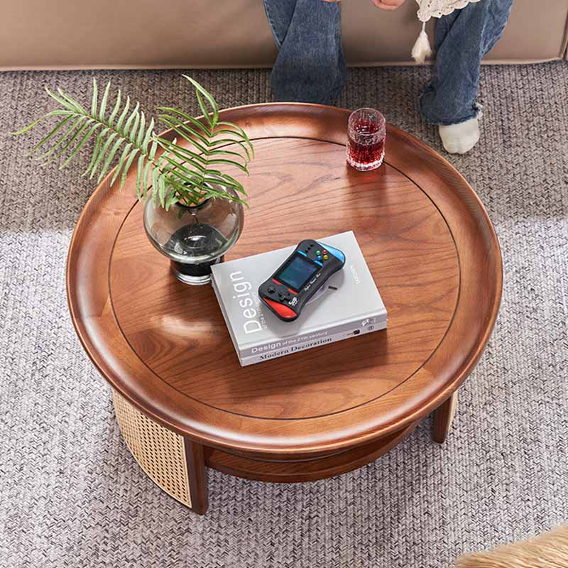 Fruit Nordic Wood Round Coffee Tables Living Room Center Laptop Table Balcony Japanese Furniture Sehpa Rattan Furniture XY50CT