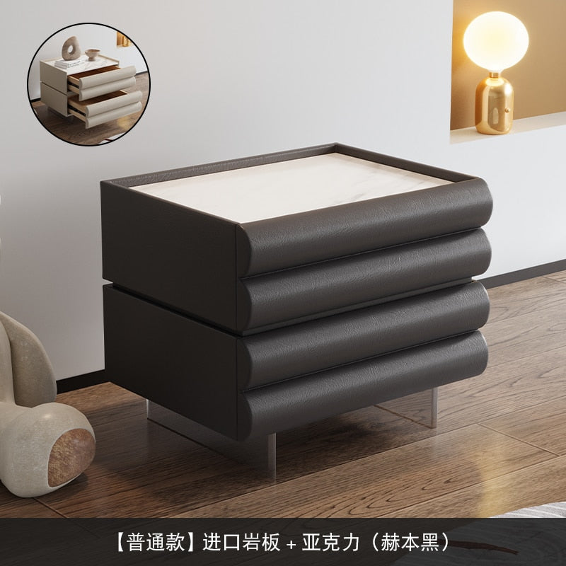 Bedroom Modern Nightstand Beige Aesthetic Design Drawers Storage Nightstand Wood Minimalist Mesitas De Noche Home Furniture