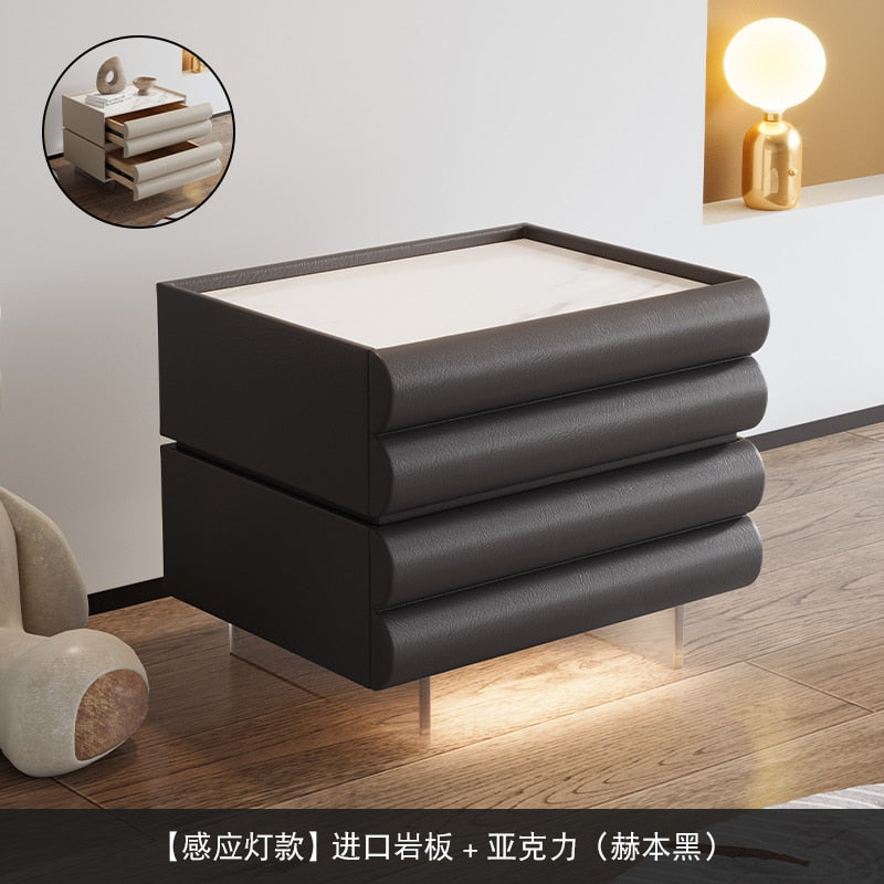 Bedroom Modern Nightstand Beige Aesthetic Design Drawers Storage Nightstand Wood Minimalist Mesitas De Noche Home Furniture